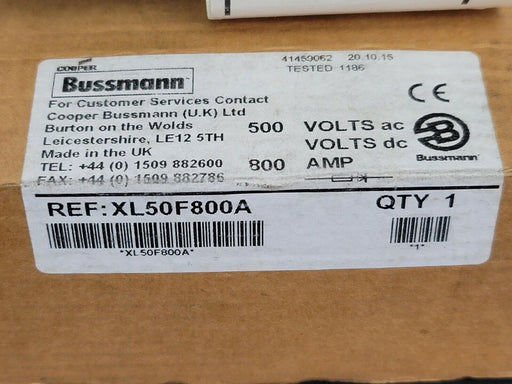 LOT OF 2 COOPER BUSSMANN XL50F800A SEMICONDUCTOR FUSES 500V 800A