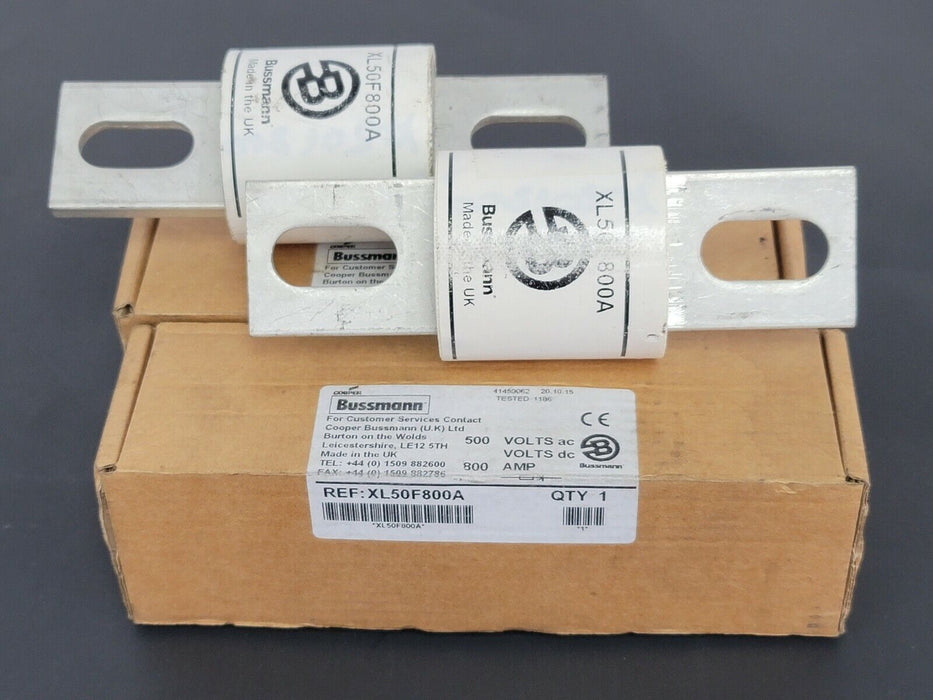 LOT OF 2 COOPER BUSSMANN XL50F800A SEMICONDUCTOR FUSES 500V 800A