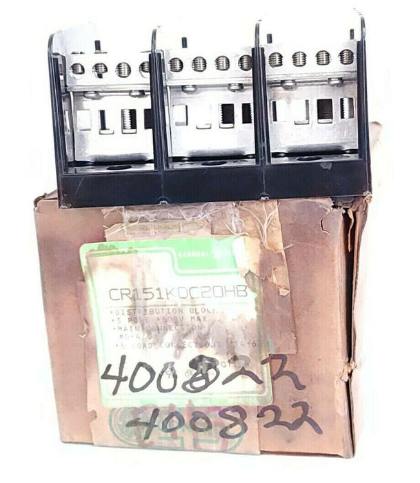 NIB GENERAL ELECTRIC CR151KDC20HB DISTRIBUTION BLOCK 3P 600V