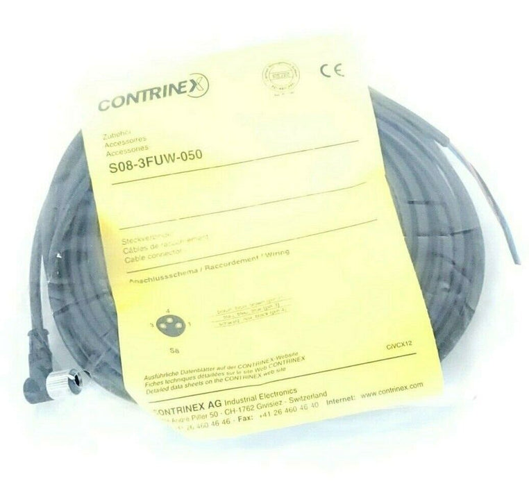 NEW CONTRINEX S08-3FUW-050 PICO M8 STANDARD CORDSET 5M LENGTH S083FUW050