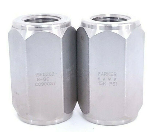 LOT OF 2 NEW PARKER 15K0202-B-8C COUPLINGS, FEMALE, 1/2" NPT MAWP 15K PSI