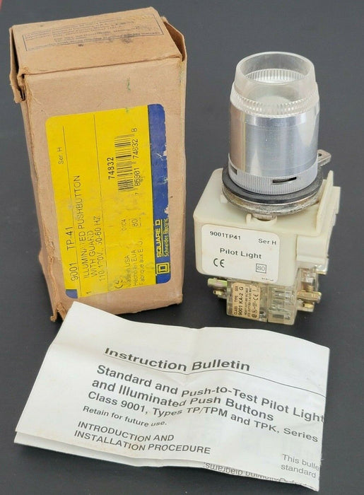 NIB SQUARE D 9001-TP-41 ILLUMINATED PUSHBUTTON 9001TP41 SER. H