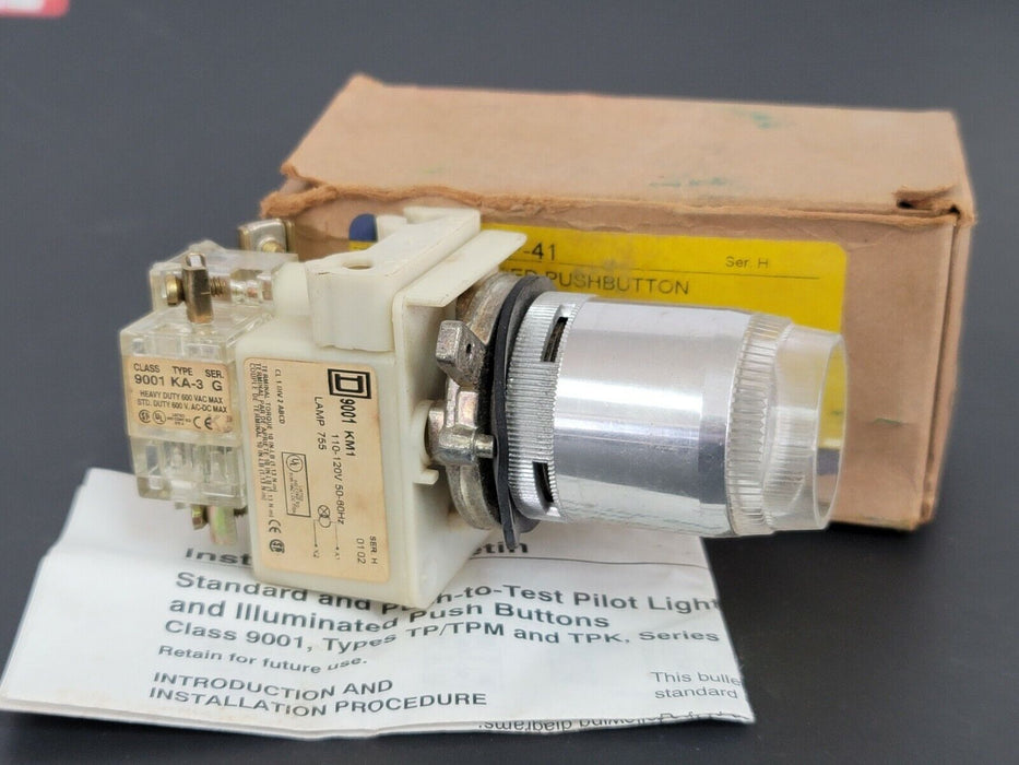 NIB SQUARE D 9001-TP-41 ILLUMINATED PUSHBUTTON 9001TP41 SER. H