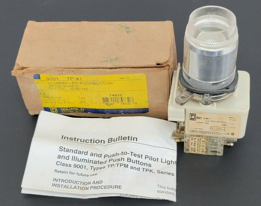 NIB SQUARE D 9001-TP-41 ILLUMINATED PUSHBUTTON 9001TP41 SER. H