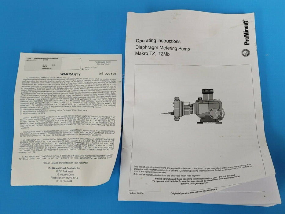 NEW PROMINENT TZMBH041100PCT111040000 354 G/H 58 PSI. 1339 L/H P/N: 20.1517335