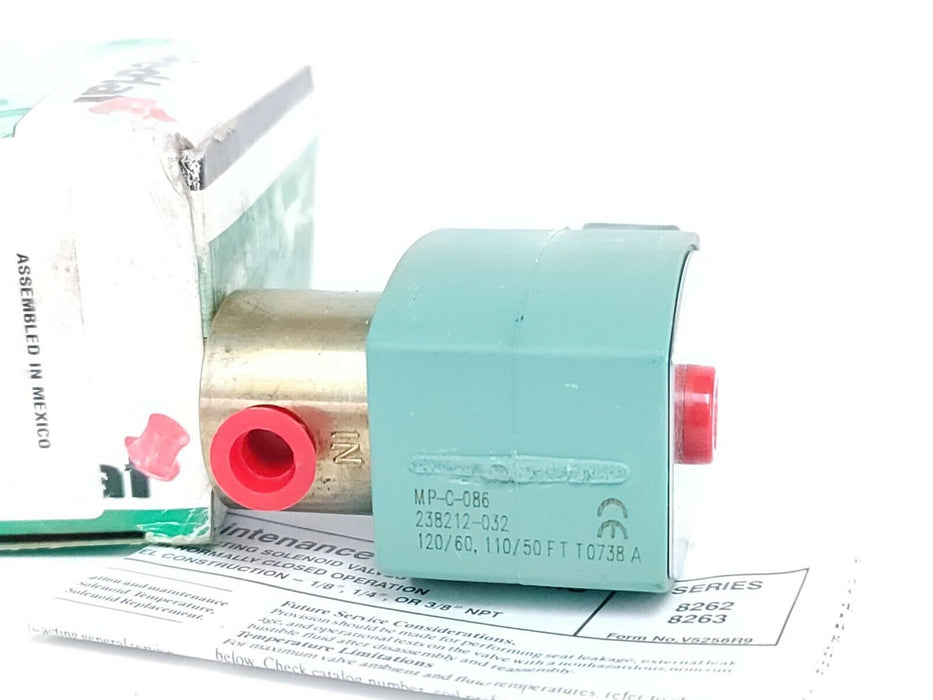 NIB ASCO OFKF8262G002V SOLENOID VALVE 120/60 1/8 2W NC