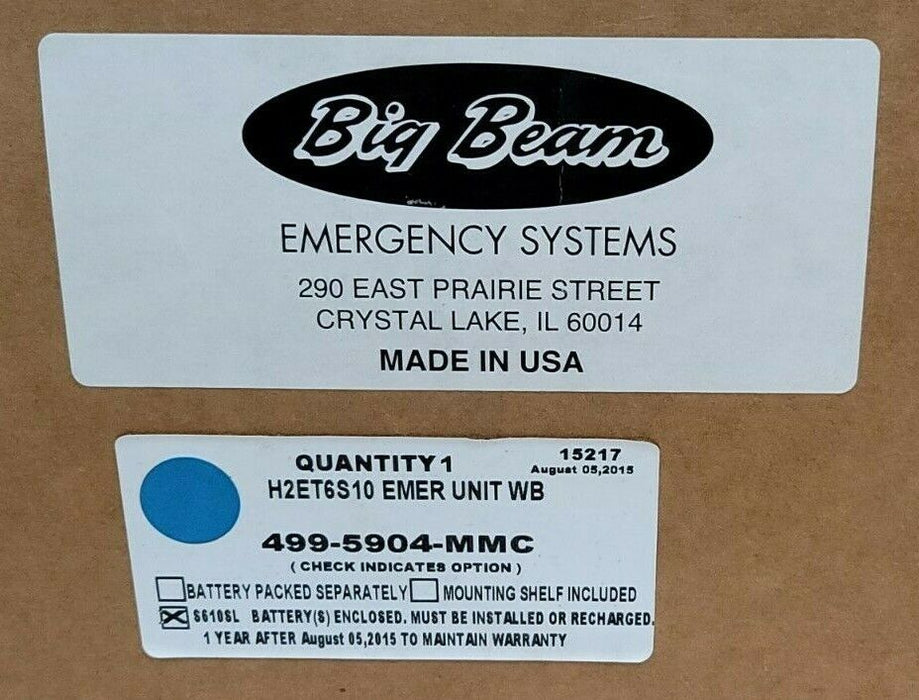 NIB BIG BEAM EMERGENCY SYSTEMS 499-5904-MMC H2ET6S10 EMER UNIT WB