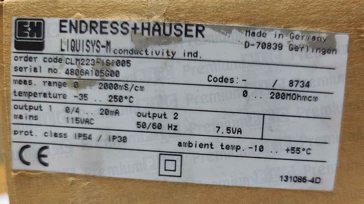 NEW ENDRESS+HAUSER CLM223-IS1005 LIQUISYS-M CLM223 CONDUCTIVITY TRANSMITTER V230
