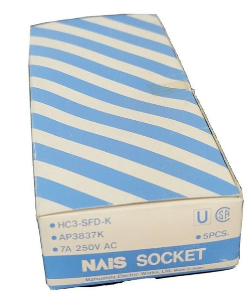 BOX OF 5 NEW NAIS HC3-SFD-K SOCKETS HC3SFDK, 7A, 250V AC