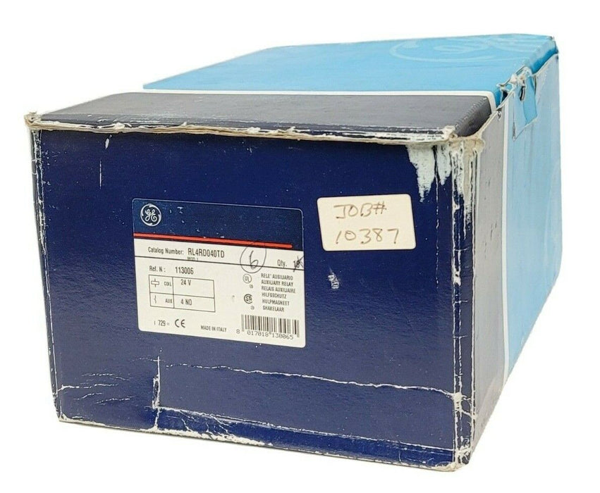 LOT OF 6 NIB GENERAL ELECTRIC RL4RD040TD RELAYS, 4 POLE, 24V COIL