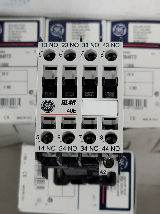 LOT OF 6 NIB GENERAL ELECTRIC RL4RD040TD RELAYS, 4 POLE, 24V COIL