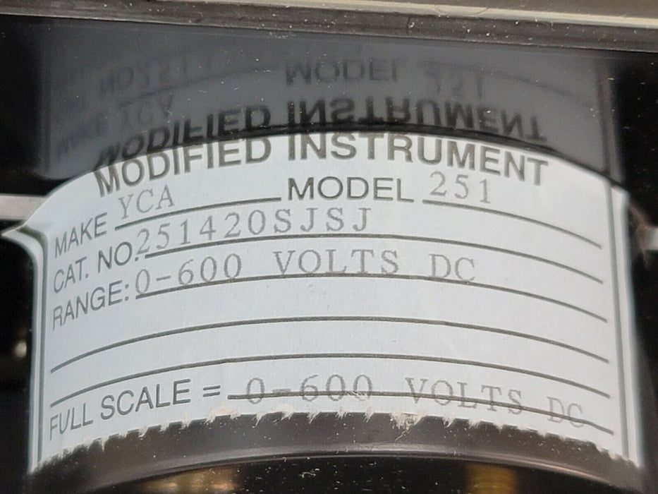 NIB YOKOGAWA YCA-251 PANEL METER MODEL 251 CAT. NO. 251420SJSJ RANGE: 0-600V DC