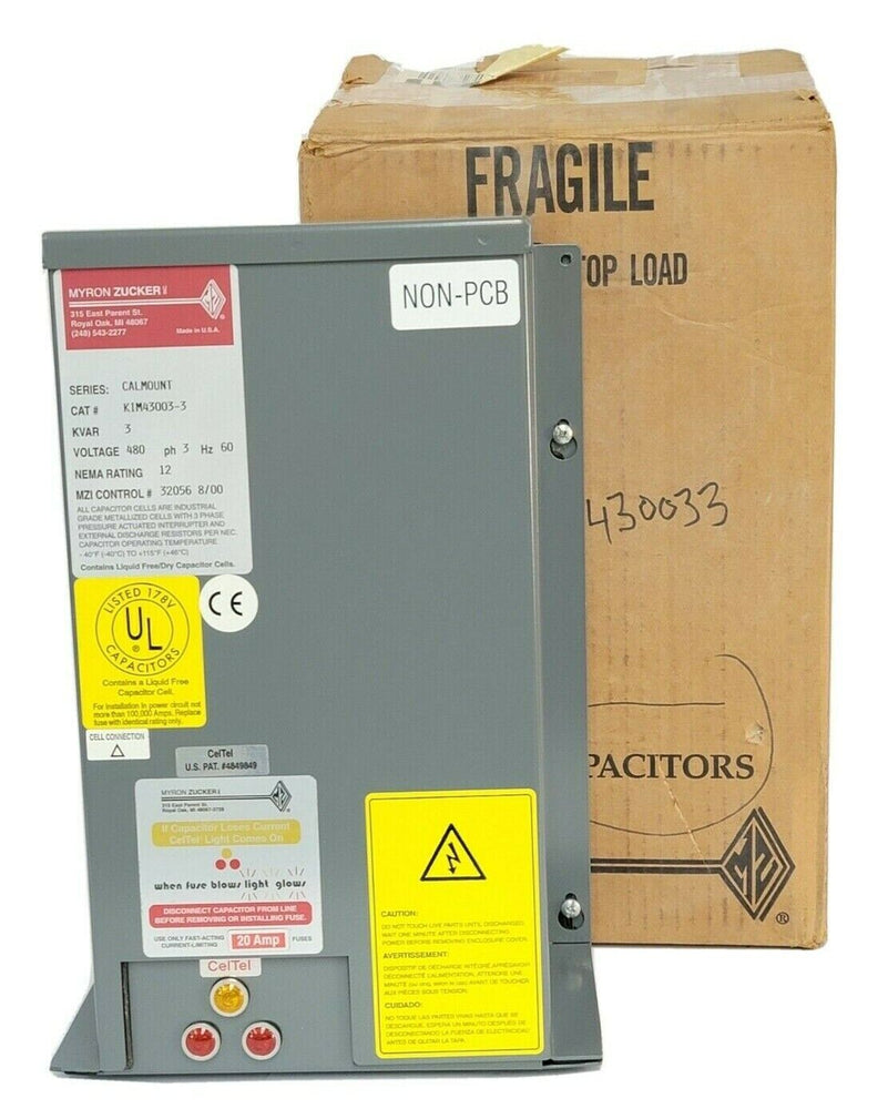 NIB MYRON ZUCKER KIM43003-3 POWER CAPACITOR SERIES: CALMOUNT KVAR 3 480V PH: 3