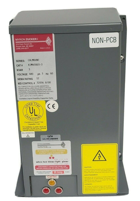NIB MYRON ZUCKER KIM43003-3 POWER CAPACITOR SERIES: CALMOUNT KVAR 3 480V PH: 3