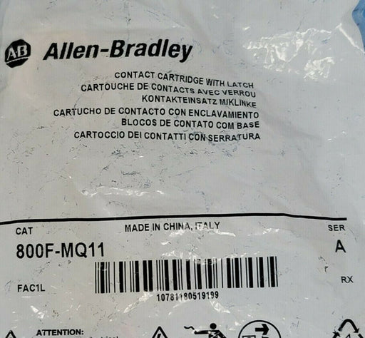 LOT OF 2 NEW ALLEN BRADLEY 800F-MQ11 CONTACT CARTRIDGES W/ LATCHES SER. A