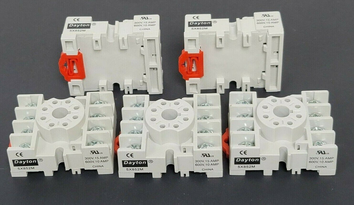 LOT OF 5 NEW DAYTON 5X852M RELAY SOCKETS