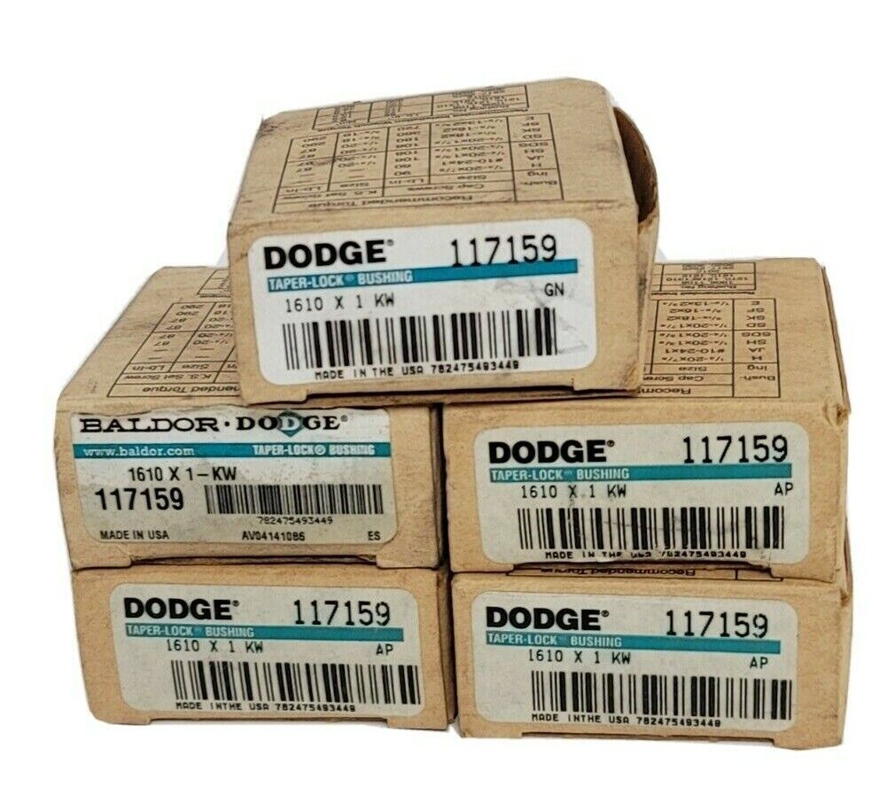 LOT OF 5 NIB DODGE 117159 TAPER-LOCK BUSHINGS 1610 X 1 KW