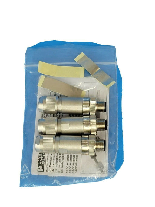 LOT OF 3 NEW PHOENIX CONTACT SACC-M12MSD-4Q SH BUS SYSTEM CONNECTORS 1543223