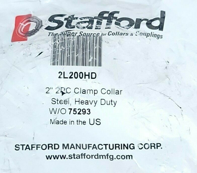 NEW STAFFORD 2L200HD 2'' 2PC CLAMP COLLAR STEEL, HEAVY DUTY W/ 75293