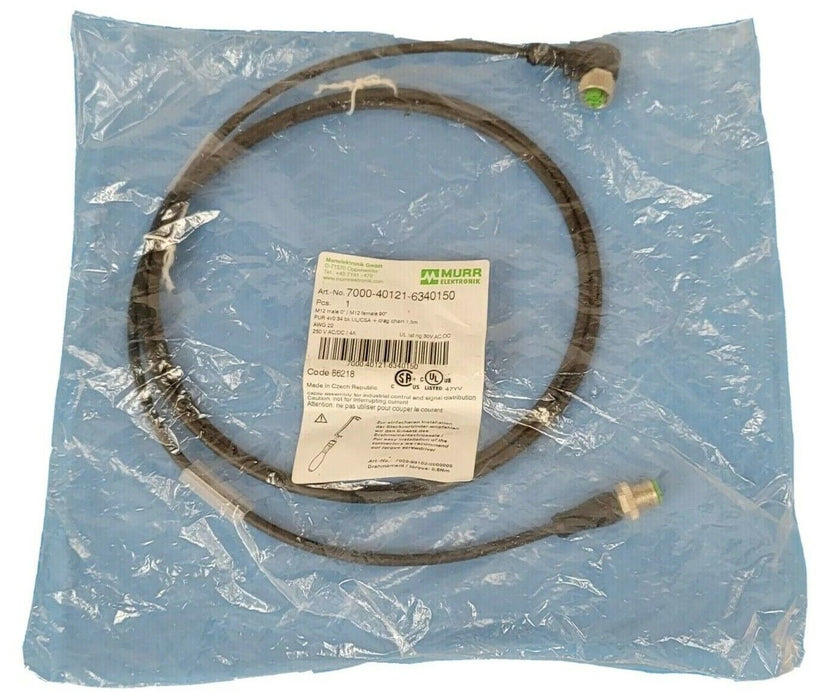 NEW MURR ELEKTRONIK 7000-40121-6340150 M12 MALE 0° / M12 FEMALE 90°