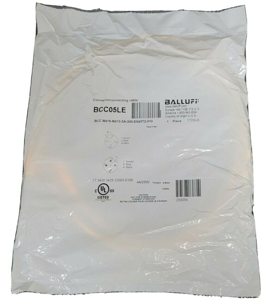 NEW BALLUFF BCC M415-M413-3A-300-EX43T2-010 DOUBLE-ENDED CORDSET BCC05LE