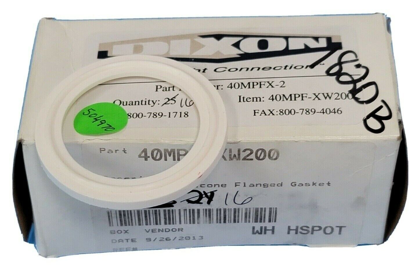 BOX OF 16 NEW DIXON 40MPF-XW200 2'' WHITE SILICONE FLANGED GASKETS