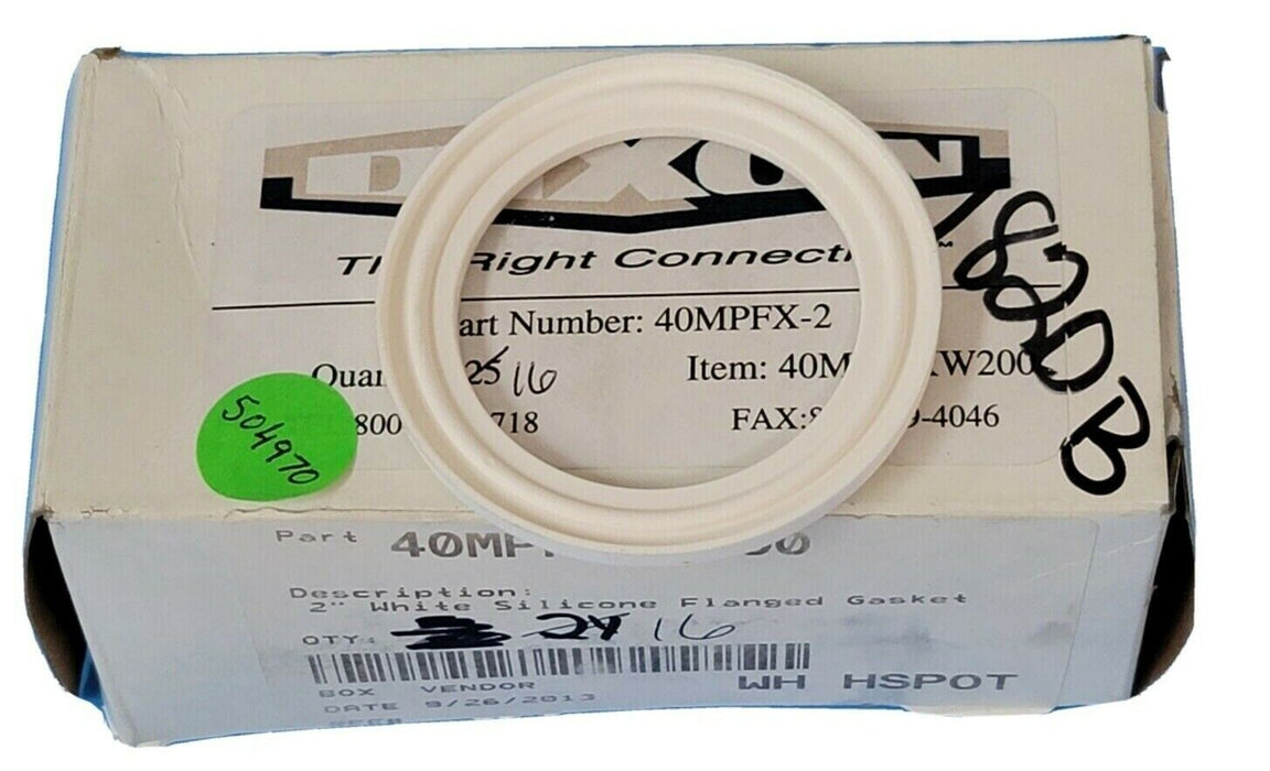BOX OF 16 NEW DIXON 40MPF-XW200 2'' WHITE SILICONE FLANGED GASKETS