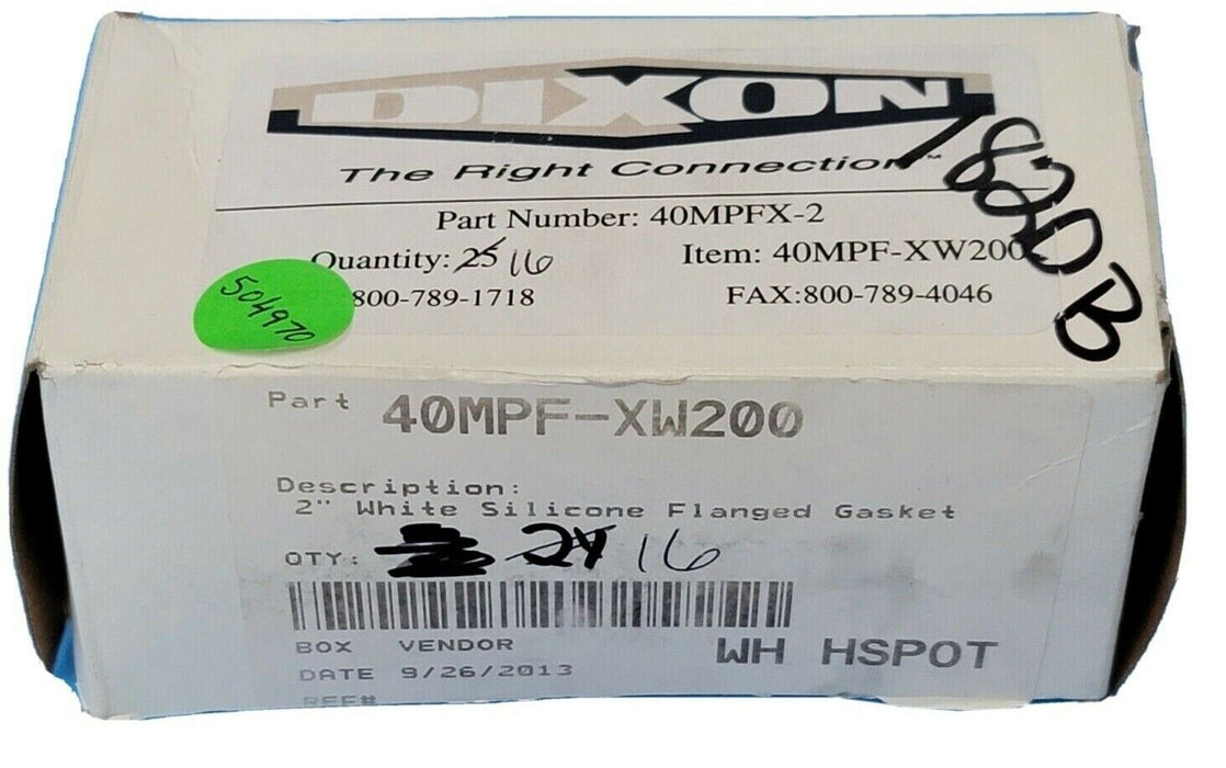 BOX OF 16 NEW DIXON 40MPF-XW200 2'' WHITE SILICONE FLANGED GASKETS