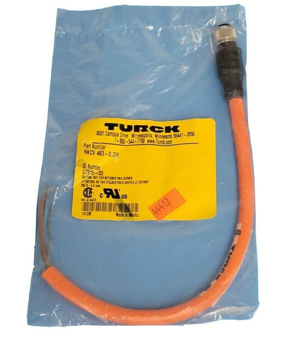 NEW TURCK RKCV 483-0.3M CORDSET ID NO. U7915-03