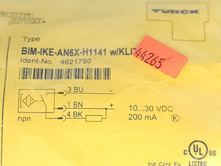 NEW TURCK BIM-IKE-AN6X-H1141 W/KLI3 CYLINDER POSITION SENSOR IDENT-NO. 4621790