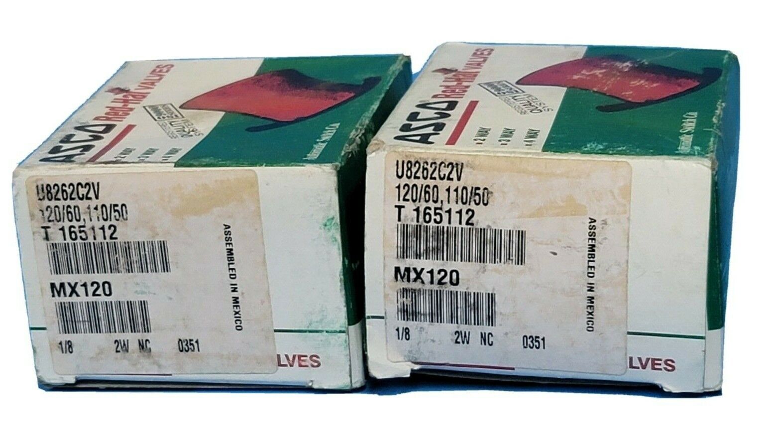 LOT OF 2 NIB ASCO U8262C2V SOLENOID VALVES 120/60, 110/50
