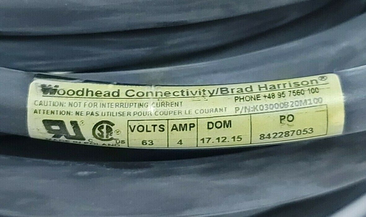 NEW MOLEX WOODHEAD K03000B20M100 M23-19P-FE-ST-10M-PUR-UL
