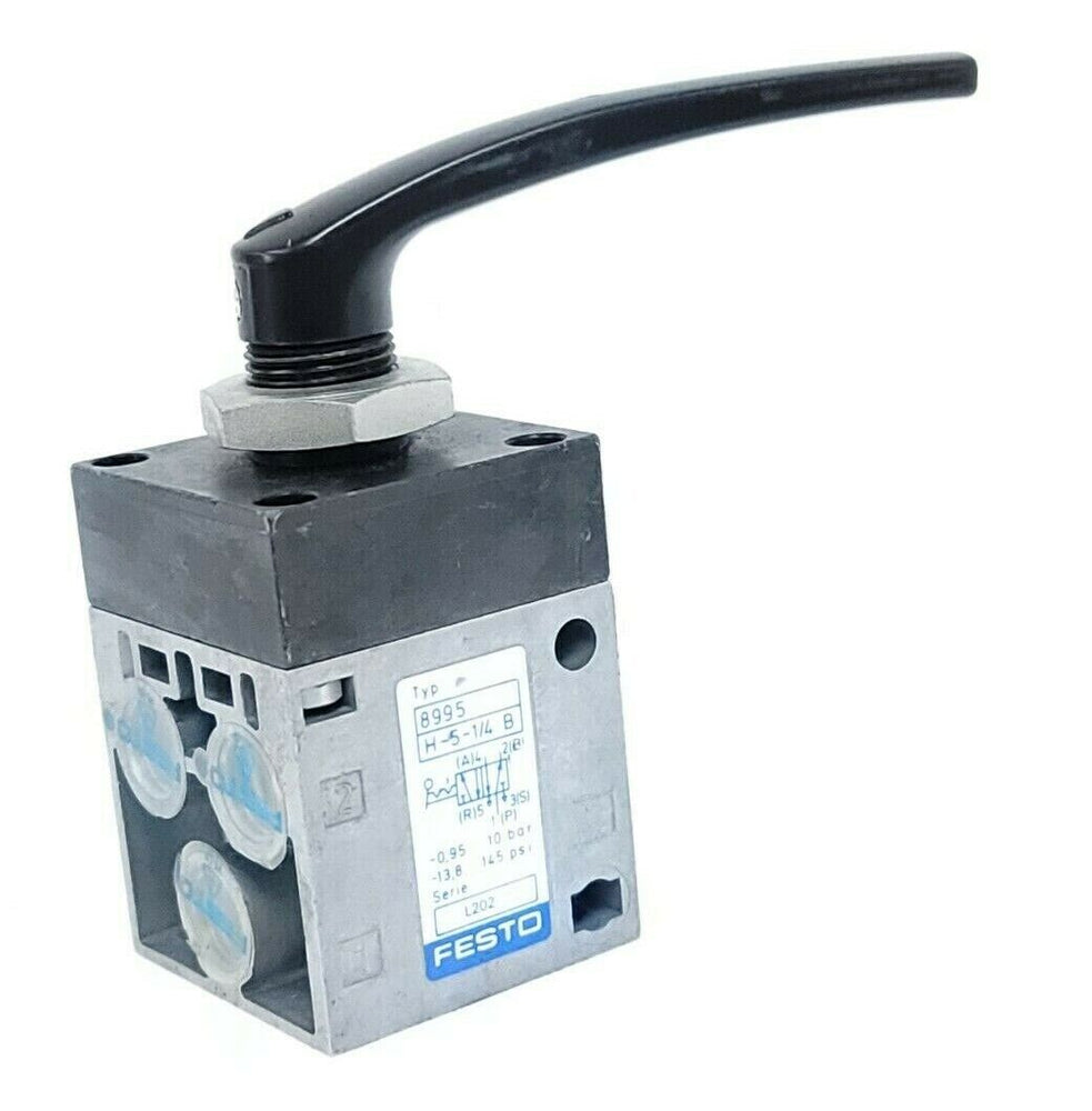 NEW FESTO 8995 HAND LEVER VALVE H-5-1/4 B OPERATING PRESSURE -0.95-10 BAR