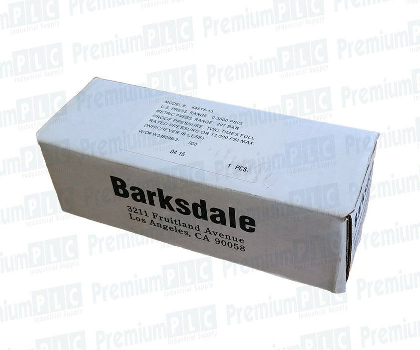 NEW BARKSDALE 445 SERIES PRESSURE TRANSMITTER 445T5-13 PRESS. RANGE 0-3000 PSIG
