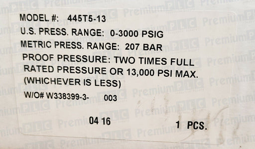 NEW BARKSDALE 445 SERIES PRESSURE TRANSMITTER 445T5-13 PRESS. RANGE 0-3000 PSIG