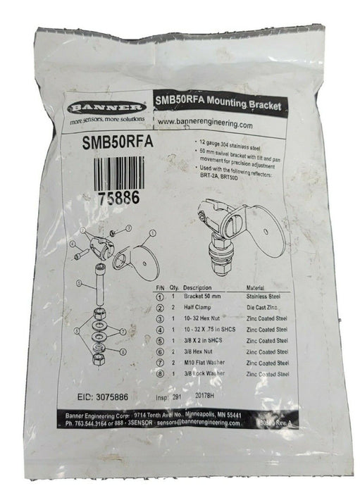 NEW BANNER SMB50RFA MOUNTING BRACKET 75886