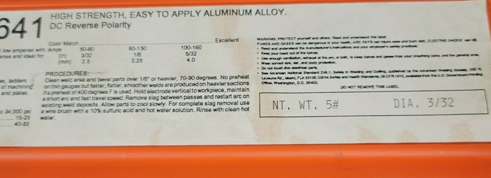 NEW MIKON 641 HIGH STRENGTH, ALUMINUM ALLOY WELDING RODS DIA. 3/32 NT WT. 5#