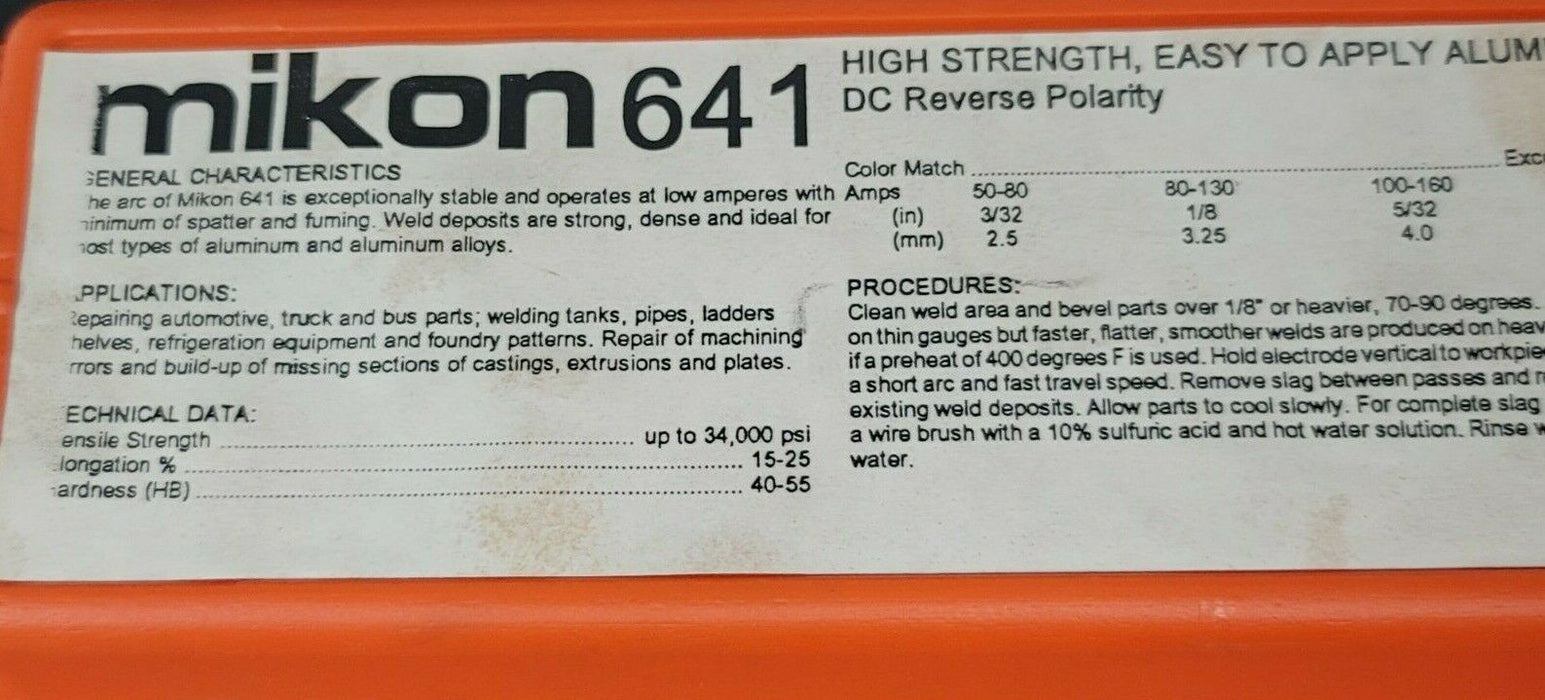 NEW MIKON 641 HIGH STRENGTH, ALUMINUM ALLOY WELDING RODS DIA. 3/32 NT WT. 5#