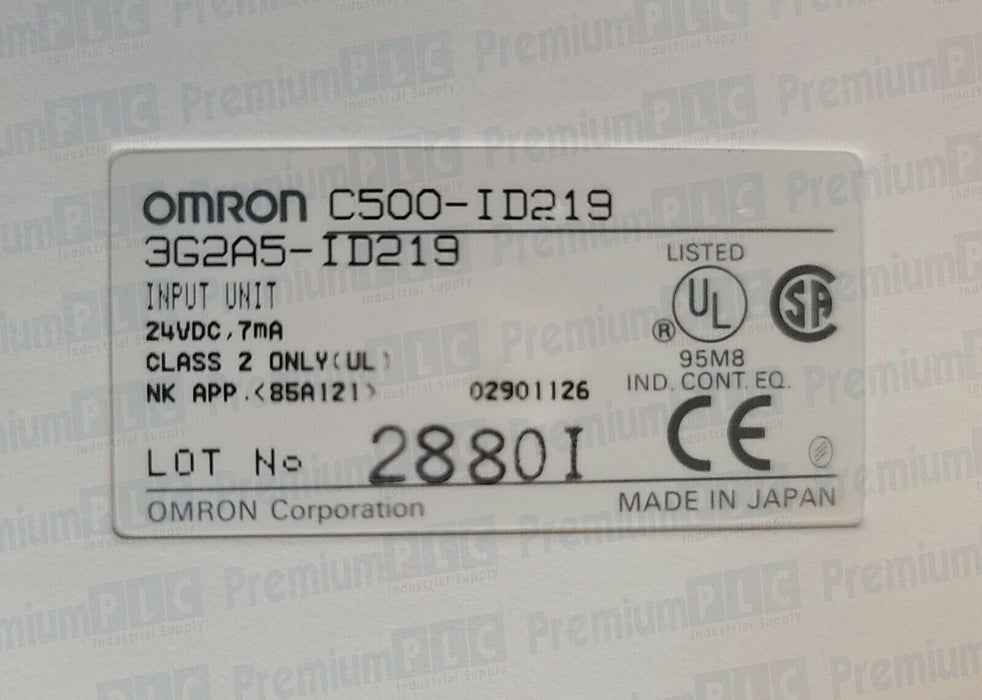 NEW OMRON C500-ID219 / C500ID219 SYSMAC INPUT UNIT 24VDC, 7mA 3G2A5-ID219