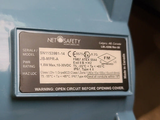 EMERSON NET SAFETY MONITORING UVS-H2-AR UV HYDROGEN FLAME DETECTOR W/ JB-MPR-A