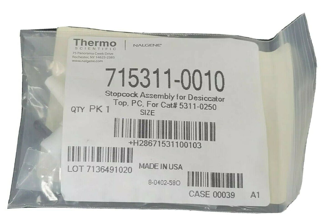 NEW THERMO SCIENTIFIC 715311-0010 STOPCOCK ASSEMBLY FOR DESICCATOR 5311-0250