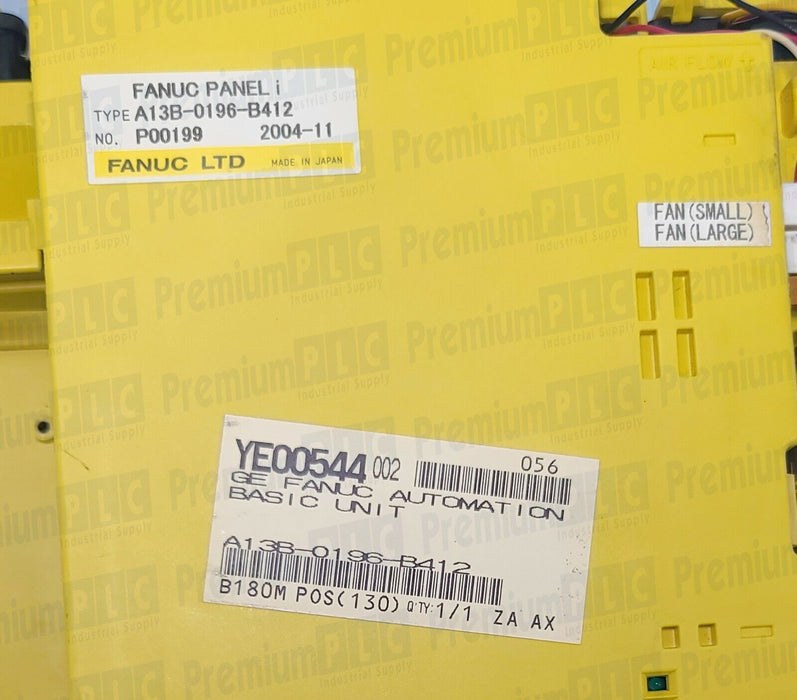 GE FANUC A13B-0196-B412 PANEL i SERIES 180i-MB 15" HMI W/ HDD A08B-0084-C120/D