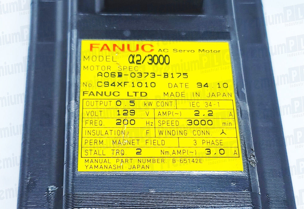 FANUC A06B-0373-B175 a2/3000 SERVO MOTOR W/ A860-0346-T041 PULSECODER SER. A