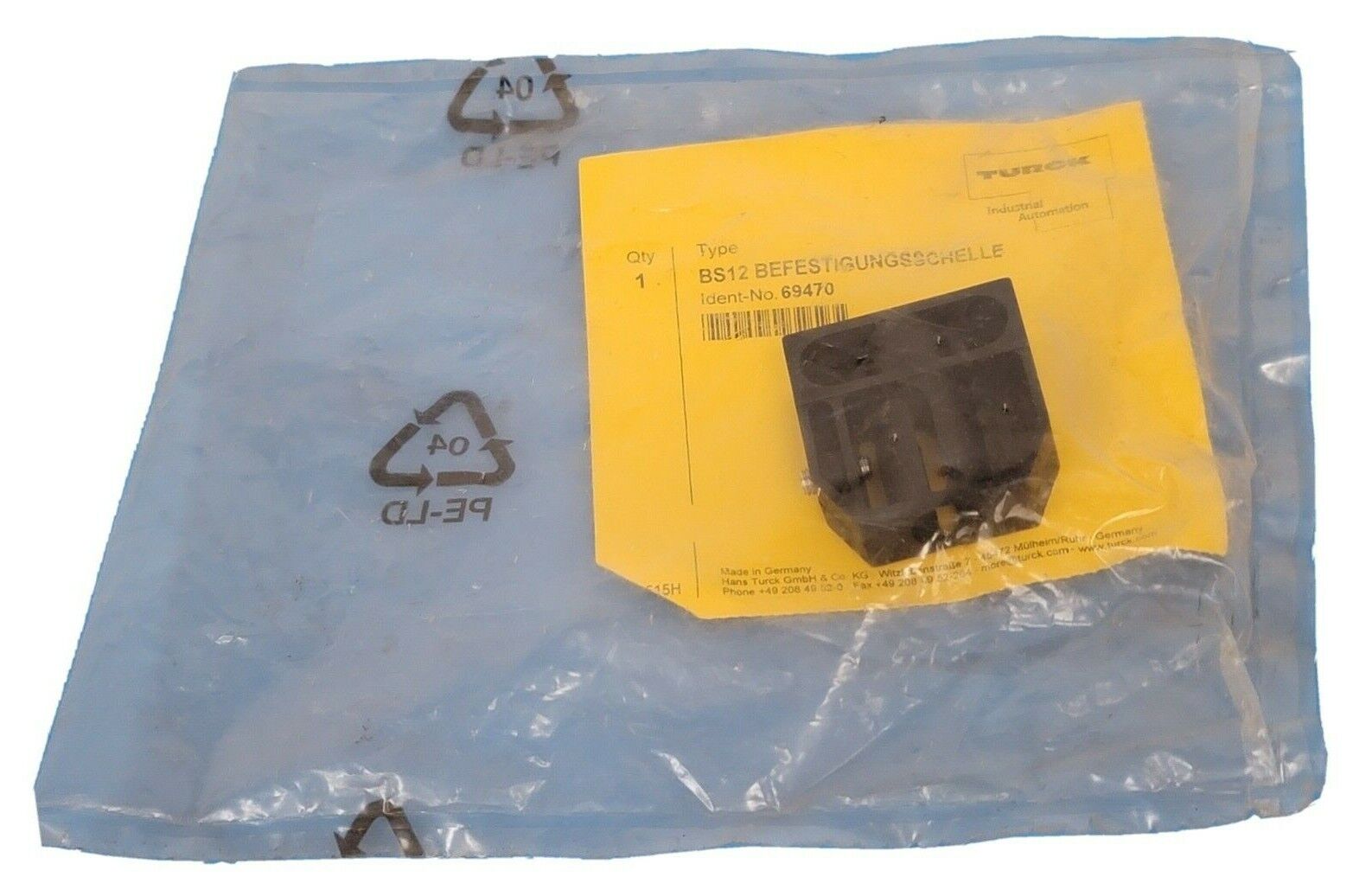 NEW TURCK BS12 BEFESTIGUNGSSCHELLE IDENT. NO. 69470