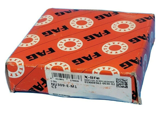 NIB FAG NU309-E-M1 SINGLE ROW CYLINDRICAL ROLLER BEARING NU309EM1