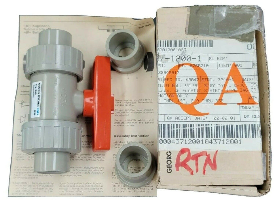 NIB GEORG FISCHER 163.346.312 BALL VALVE SOCKET & THREAD 1/2 INCH 163346312