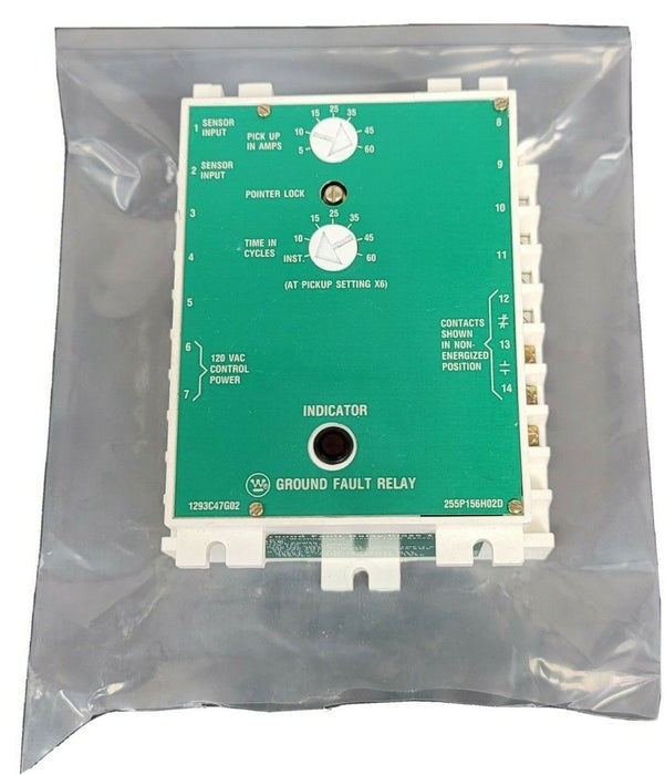 WESTINGHOUSE 1293C47G02 GROUND FAULT RELAY 5-60AMP 120VAC 255P156H02D