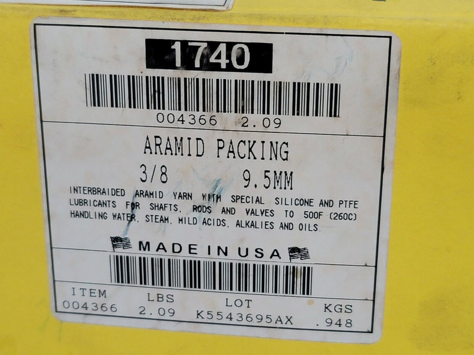 NEW CHESTERTON ARAMID PACKING 1740 3/8'' 9.5MM (INCOMPLETE)