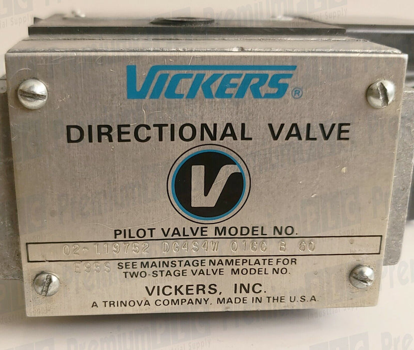 EATON VICKERS DG4S4W-016C-B-60 DIRECTIONAL CONTROL VALVE 02-119752 W/COIL 868982