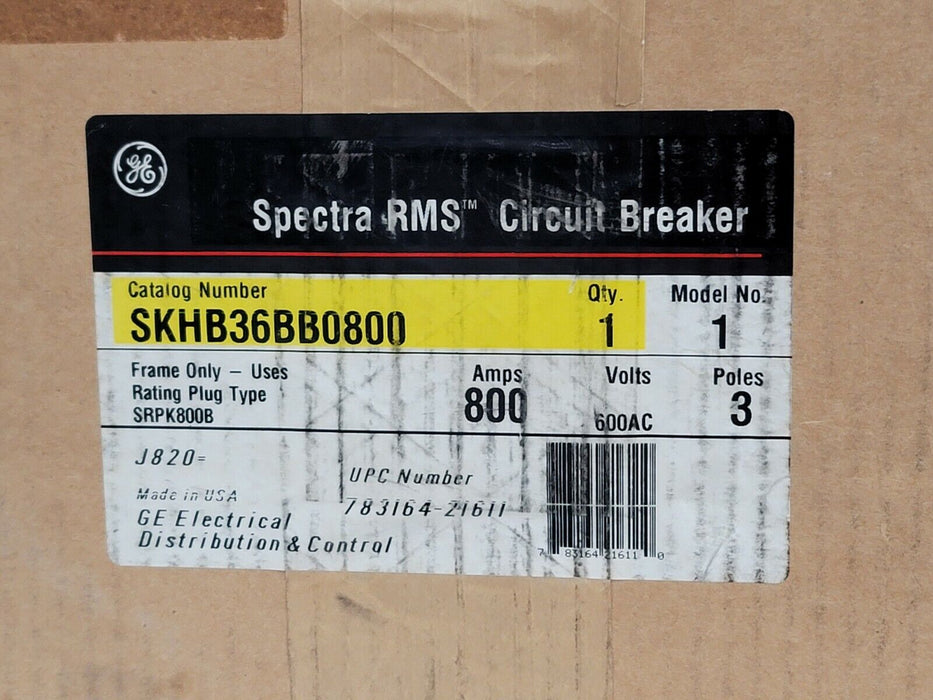 NEW GENERAL ELECTRIC SKHB36BB0800 SPECTRA CIRCUIT BREAKER 800A 600V